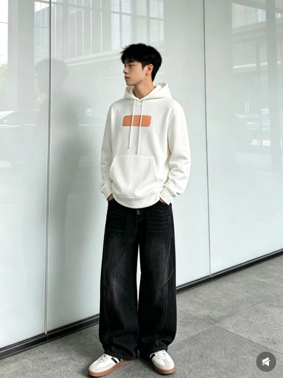 Louis Vuitton/Louis Vuitton embossed leather logo hooded sweatshirt